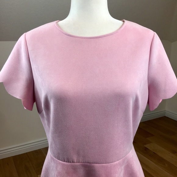 NEW Pappagallo Faux Suede Scalloped Dress Pink - Picture 5 of 9